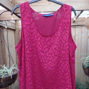 APT 9 wine deep red sheer lacy over attached lining front and back –high low hem
